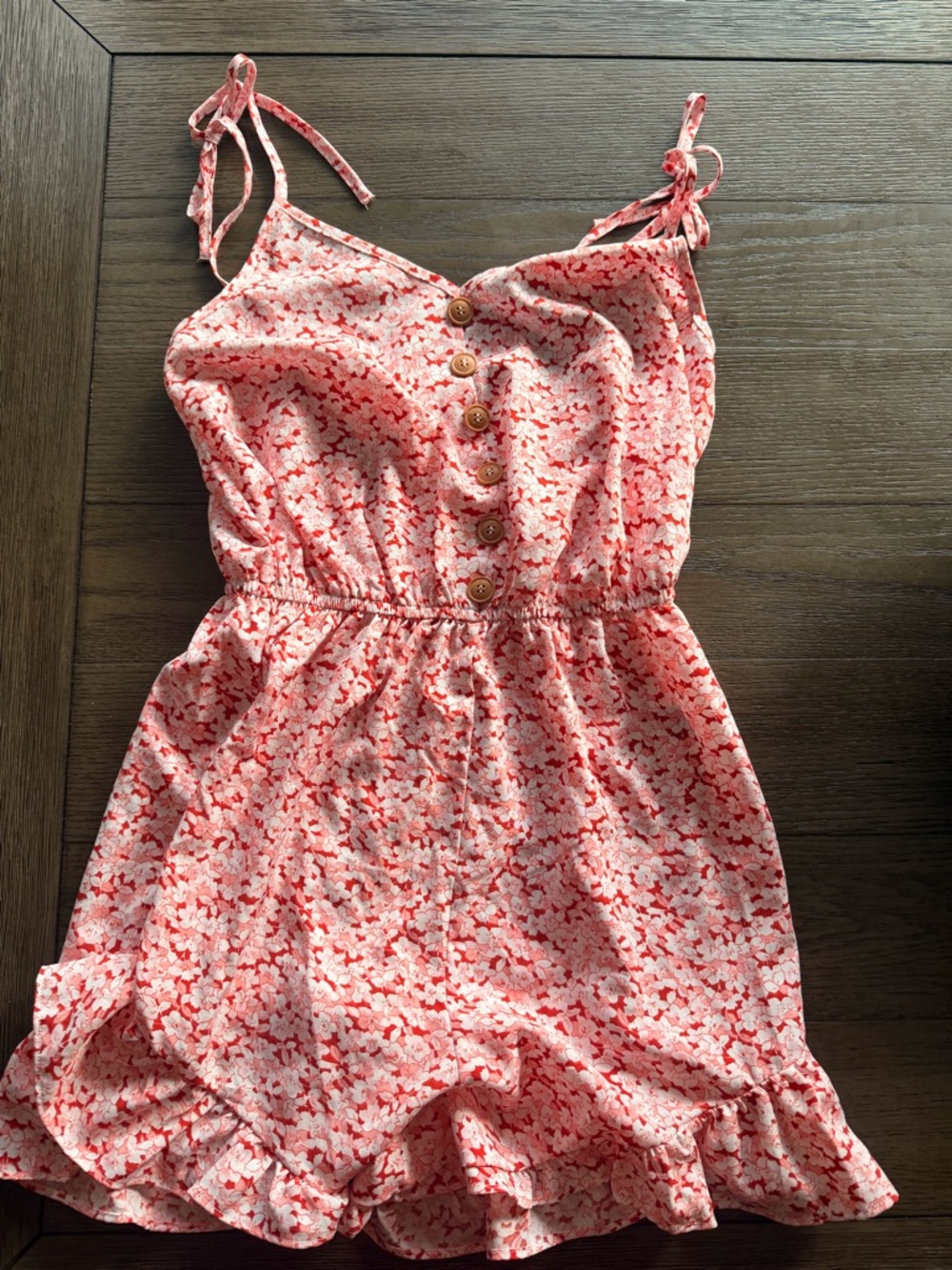 Woman’s Pink Floral Tie-Shoulder romper